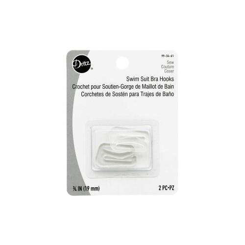 Dritz 99-34-61 Plastic Swim Suit Bra Hooks  Clear  3/4-Inch 2-Count