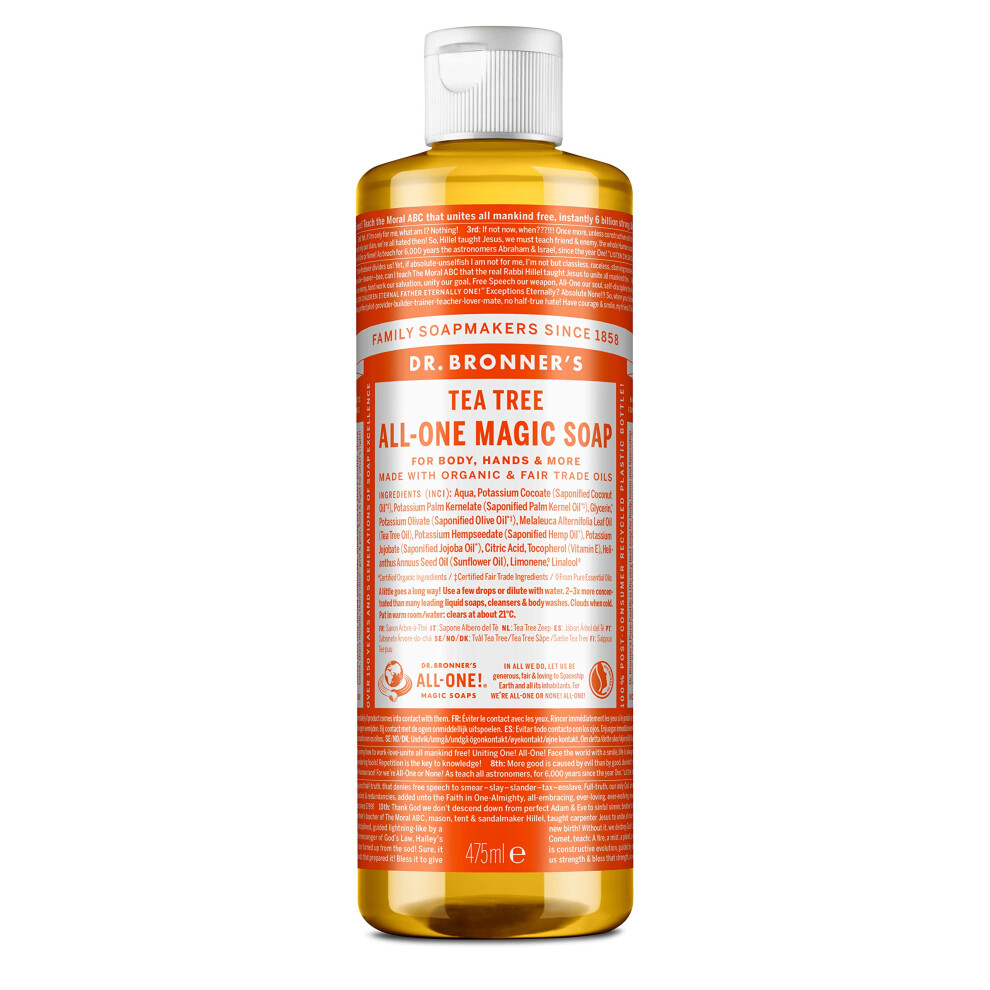 Dr Bronners Pure-castile Liquid Soap with Tea Tree Scent with More tha