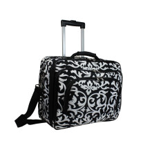 Ladies Damask Rolling Computer Laptop Bag Brief Case -- FITS A 13", 14", 15", 16" OR 17" LAPTOP (MEASURED CORNER TO CORNER DIAGONALLY)