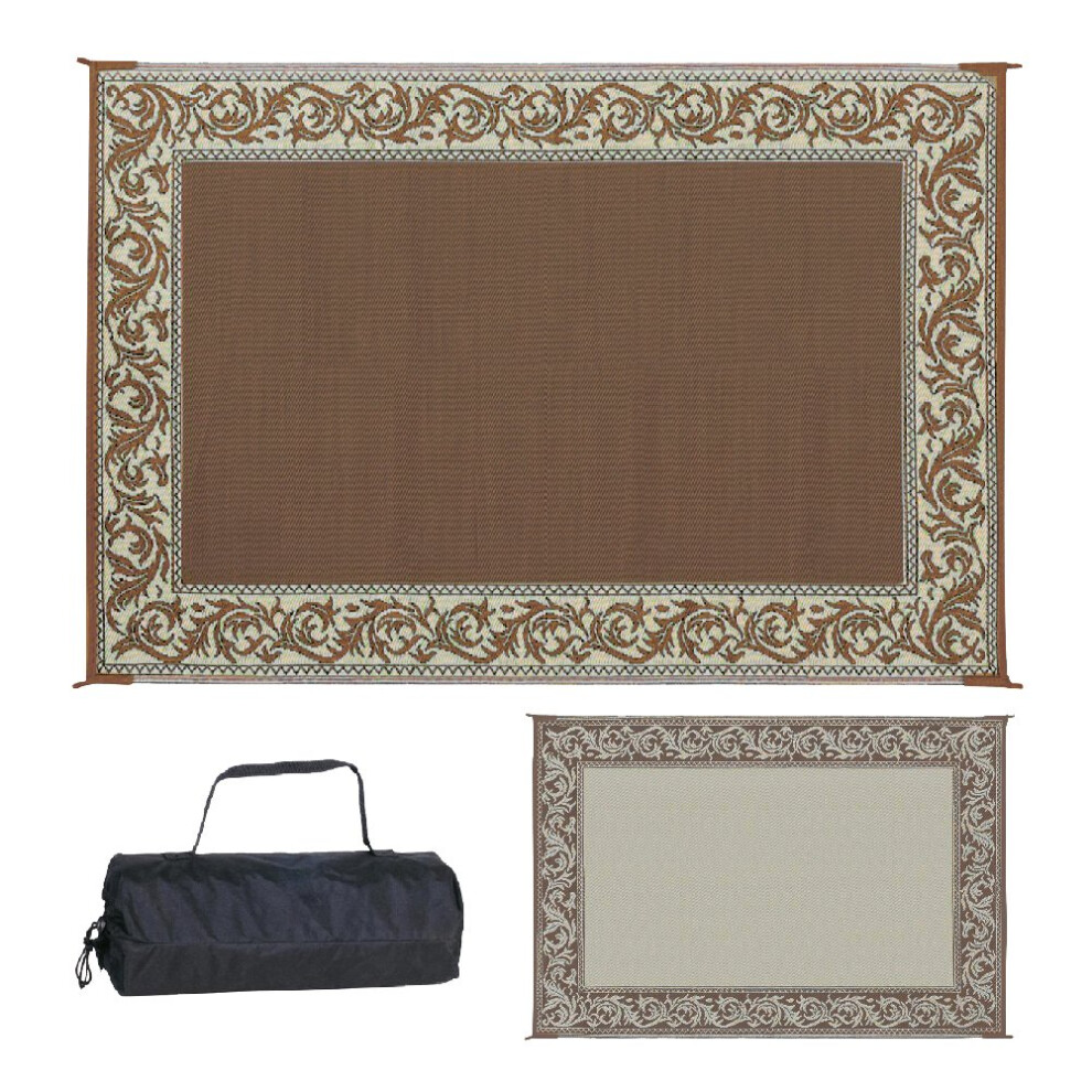 Tapis de patio classique r   versible et    l   gant pour camping Ming's Mark RD7 - 6' x 9' Marron/Beige