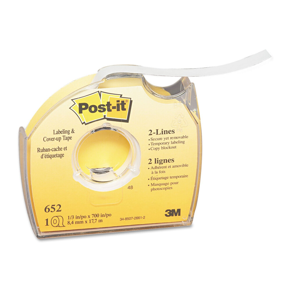 Ruban D' Tiquetage/De Recouvrement Post-It 3M 652 Non Rechargeable 1/3 Po X 700 Po Rouleau 1/Unit-image