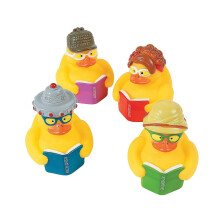 Fun Express Lesende Gummienten, 12 Stück, Bibliothek, Lehren, Spielzeug für Schatztruhen
