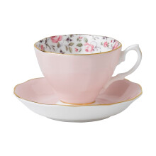 Σετ Φλιτζανιών & Πιατάκι Royal Albert Rose Confetti, 6.5 oz, Ροζ Πολύχρωμο