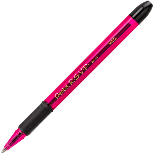 Pentel Pentel Ροζ BCA RSVP Razzle-Dazzle, (1.0mm) Μεσαία Γραμμή, Μαύρη Μελάνη, Συσκευασία 5 (BK91RDBP5P) 1