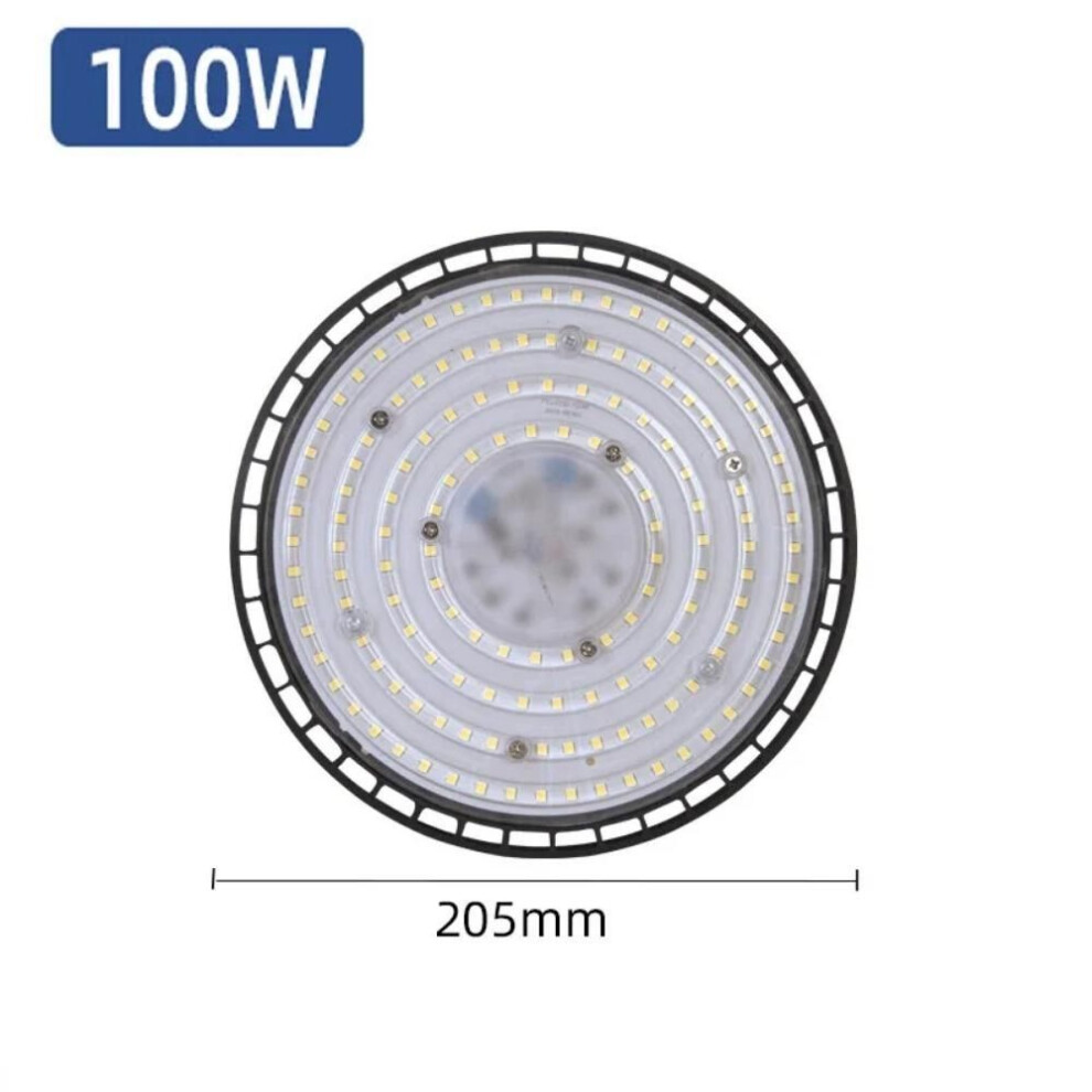 (White Light 6000K 100W) Ac220v Super Bright Ufo Led High Bay Lights Waterproof Commercial Industrial Lighting Market Warehouses Workshop Garage Lamp