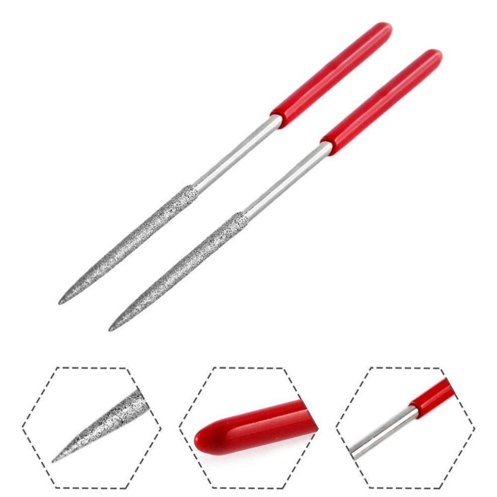 Industrial Diamond Files Needle File Silver Tone + Red 2 Pcs