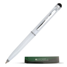 MONTEVERDE USA Poquito Stylus Pen - Pearl White | Kompakti metallinen kuulakrkikyn kapasitiivisella kynll | Uudelleentytettv D1 Standard Inter