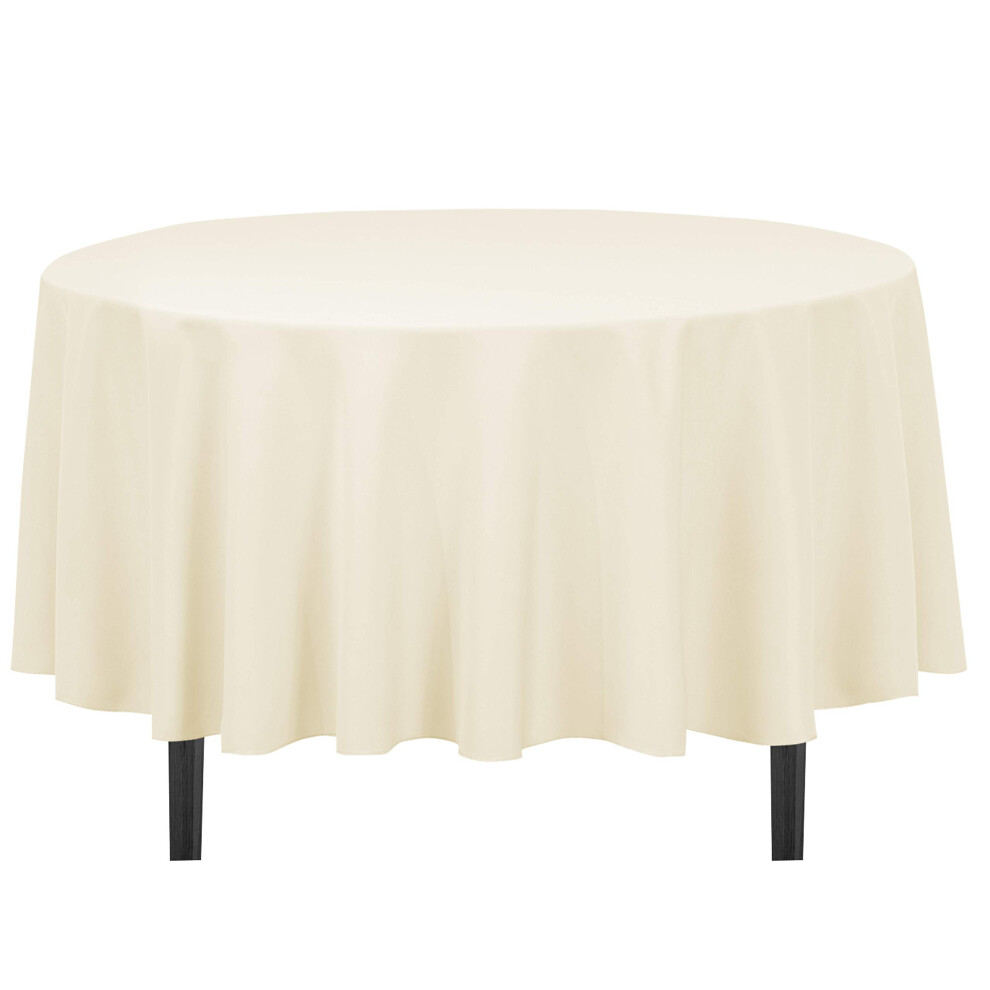 Nappe ronde en polyester de 90 pouces en lin beige