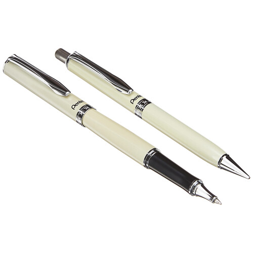 Pentel Σετ Στυλό και Μηχανικού Μολυβιού Pentel Libretto με Δώρο, Στυλό 0.7mm, Μολύβι 0.5mm, Κρέμα