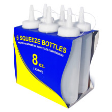 Novas Garrafas de Squeeze Star Foodservice 26283, Plástico, 8 oz, Vermelho, Pacote de 6