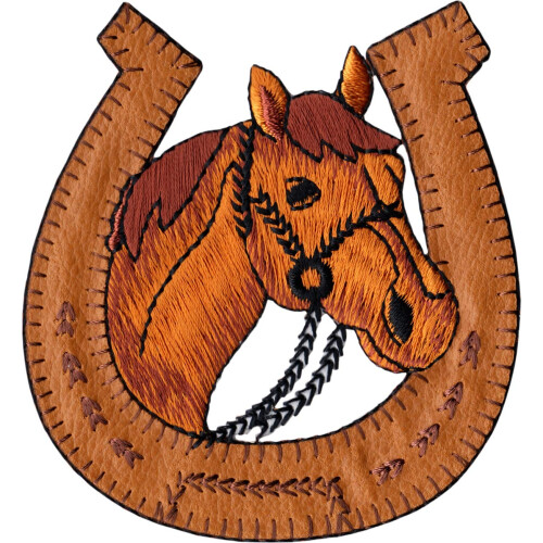 Brun hst p hstsko - broderad jrn p lapp
