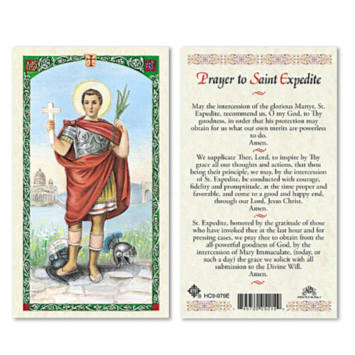 Hellige bønekort til bøn til Saint Expedite på engelsk