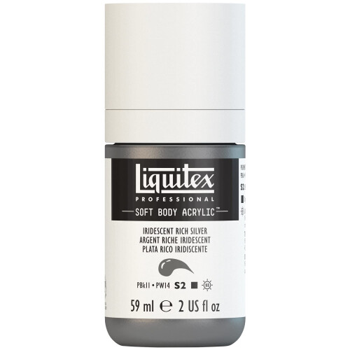 Liquitex Επαγγελματικό Ακρυλικό Χρώμα, 59ml (2-oz) Φιάλη, Ιριδίζον Πλούσιο Ασημί