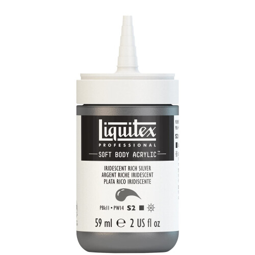 Liquitex Επαγγελματικό Ακρυλικό Χρώμα, 59ml (2-oz) Φιάλη, Ιριδίζον Πλούσιο Ασημί 1