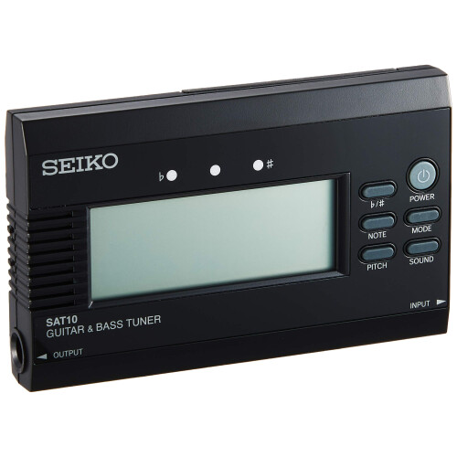 Seiko Seiko SAT10BE Stunning Guitar/Bass Tuner with Flat Tuning Function-Bla