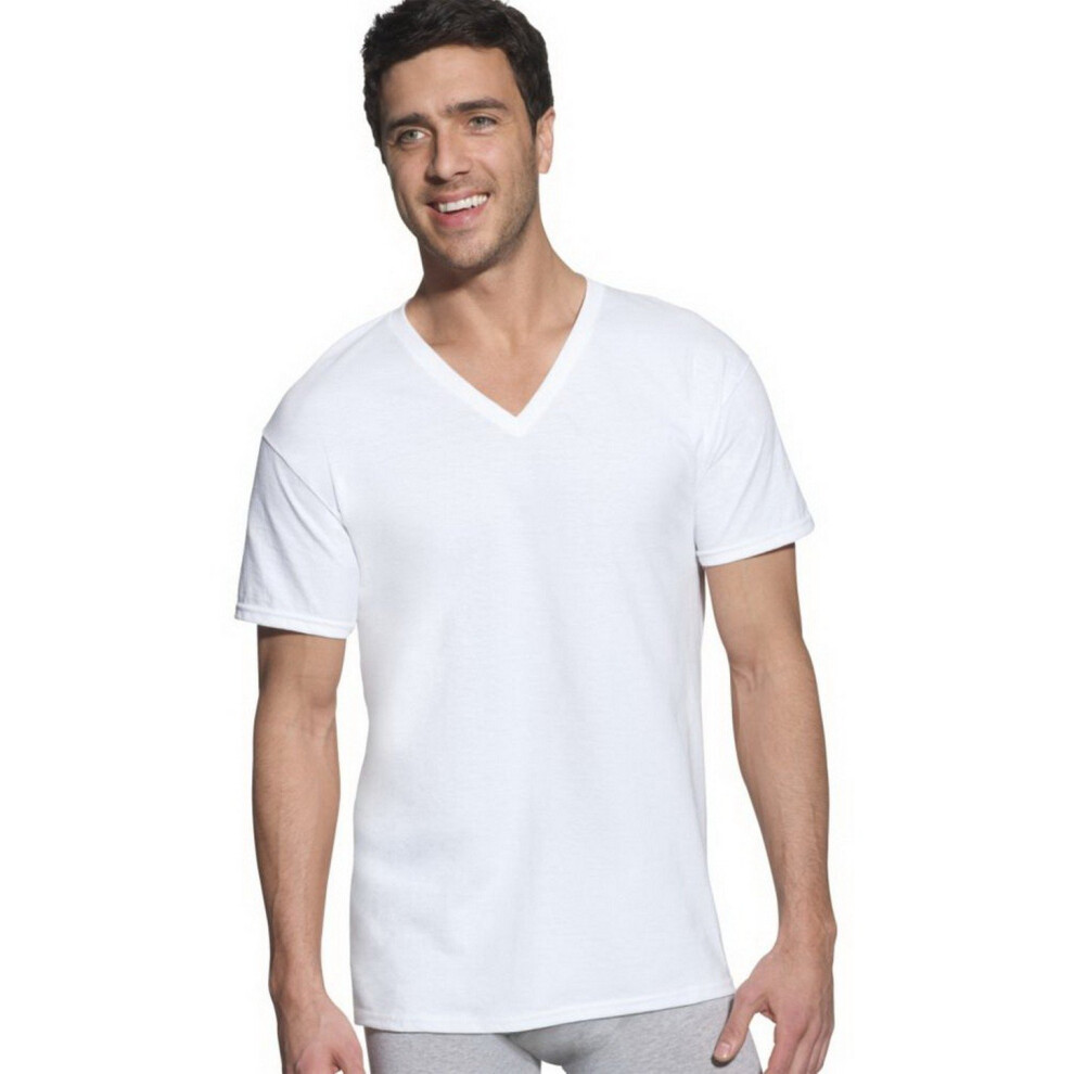 Hanes Ultimate Mens 6 Pack FreshIQ V-Neck Tee  White  Medium