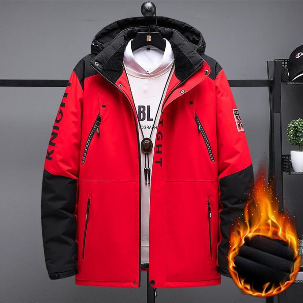(red, 4XL) Men&apos;s Autumn And Winter Plus Size Men&apos;s Cotton-padded Jacket, Thickened Warm Cotton-padded Jacket, Loose Padded Jacket, Outdoor Padded Jacke