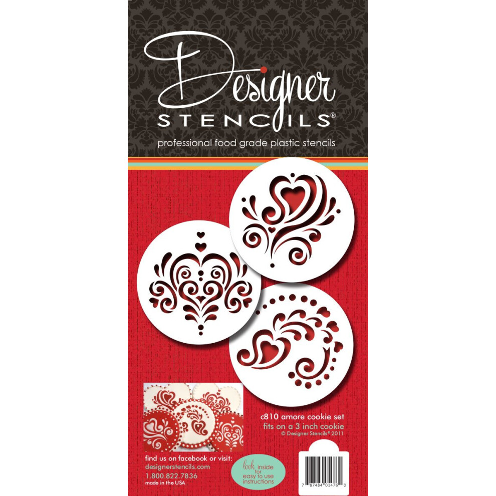 Ensemble De Pochoirs Pour Biscuits Amore Designer Stencils Beigesemitransparent-image
