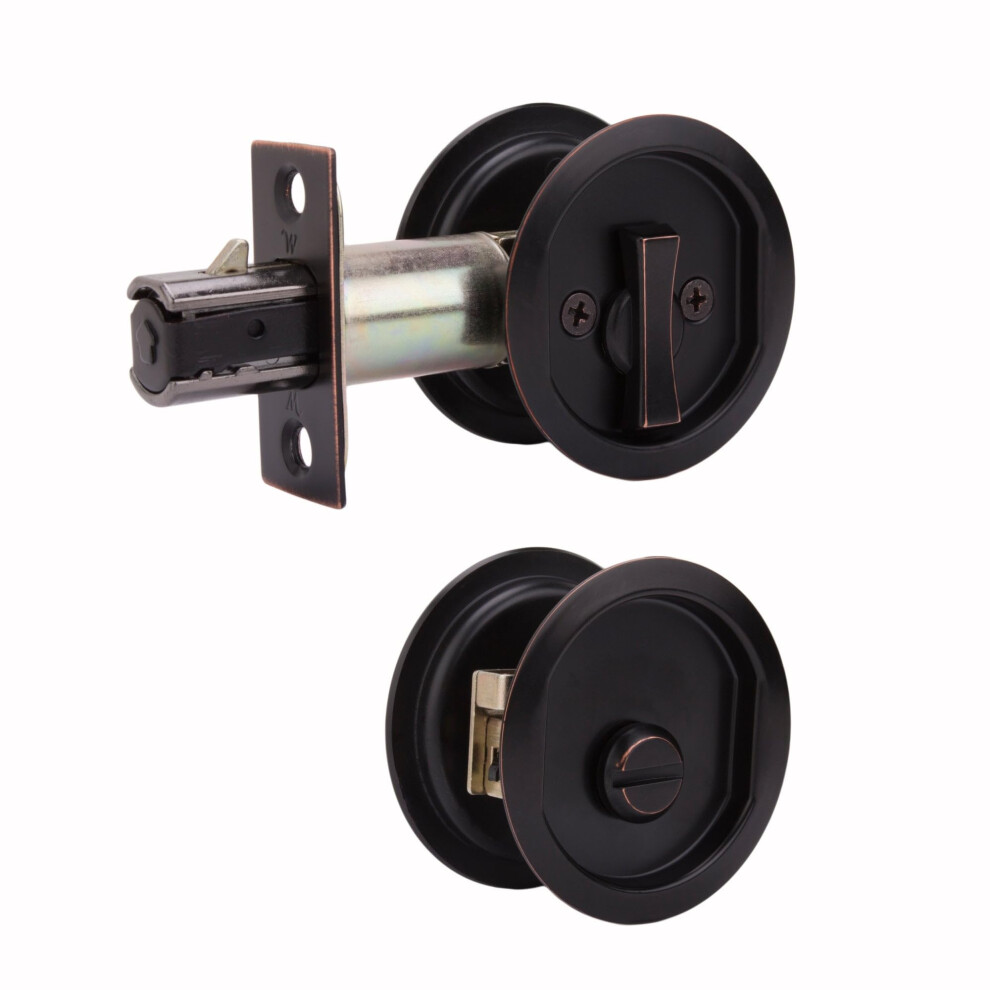 Serrure de porte coulissante ronde Weslock 00677X1X1 en bronze huil