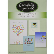 Gracefully Yours Graduation Bright Future Wenskaarten 12 4 Ontwerpen/3 Elk met Schriftboodschap