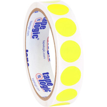 Aviditi Circle Inventory Color Coded Label  3/4"" Diameter  Fluorescent Yellow  Roll of 500 (DL610L)