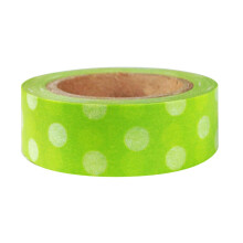 Japonska tasma maskujaca Washi w kropki - limonkowo-zielone kropki