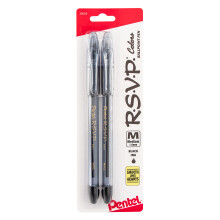 Pentel RSVP COLORS -kuulak   rkikyn   , keskivahva musta muste, 2 kpl pakkaus (BK91CRBP2A)