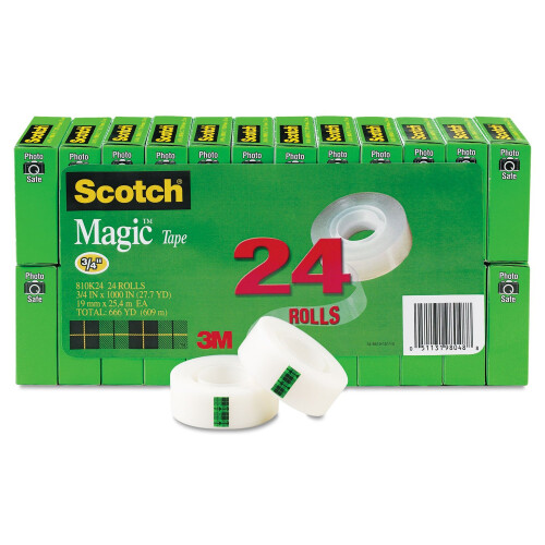 3M Magic Office Tape Value Pack  3/4"" x 27.7 Yards  1"" Core  Clear