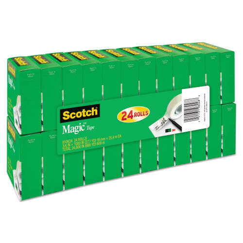 3M Magic Office Tape Value Pack  3/4"" x 27.7 Yards  1"" Core  Clear 2