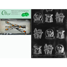 Cybrtrayd Forma pentru ciocolata de Halloween cu kit de aprovizionare pentru prepararea ciocolatei asortate cu bufni?a