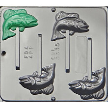 Bass Fish Lollipop Chocolate Candy Mold 3335