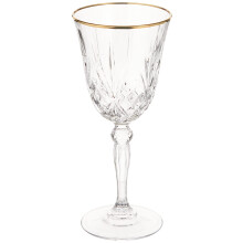 Lorren Home Trends Colectia Siena Pahar de vin rosu de cristal cu design banda aurie Set de 4 7,5 uncii fluide