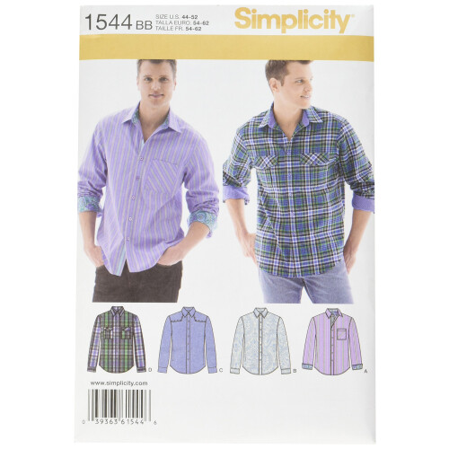 Simplicity Pattern 1544 Ανδρικό Πουκάμισο με Παραλλαγές Υφασμάτων Μεγέθη 44-52