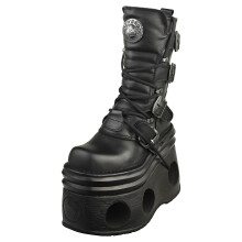 New Rock Metallic M-373-s94 Unisex Ankle Boots in Black - 8 UK