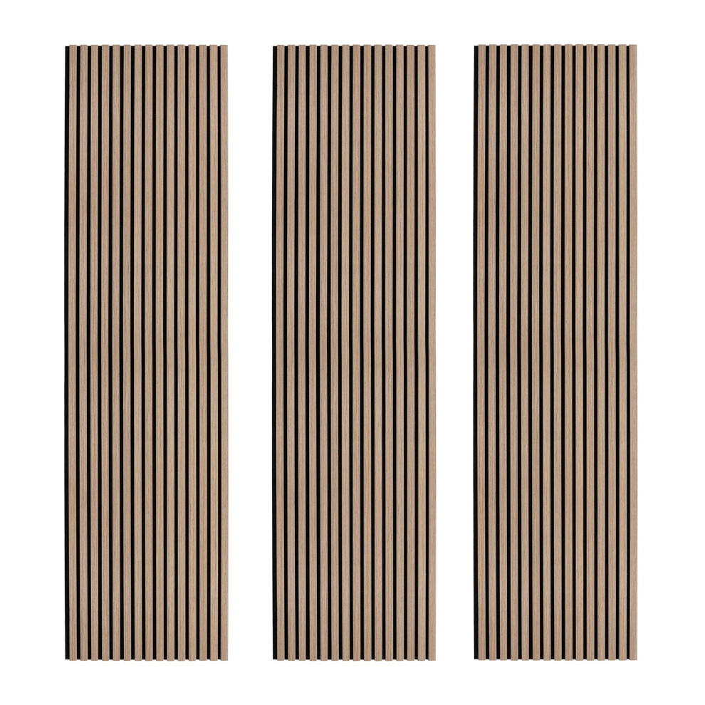 Acoustic Slat Wall Panels x 3 - Light Walnut
