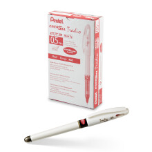 Pentel EnerGel Tradio Pearl -geelimustekyn    (0,5 mm), ohutk   rkinen neulak   rki, punainen, mustekyn   n pakkaus, 12 kpl (BLN115W-B)