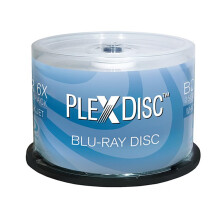 PlexDisc 633-214 25 GB 6X Blu-ray White Inkjet Printable Single Layer Recordable BD-R  50pk Cake Box  50 Discs
