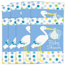 Unika Tackkort för Babypojke Stork, 5.5" x 4", Blå