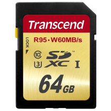 Transcend 64 GB High Speed 10 UHS3 Flash Memory Card 95/60 MB/s (TS64GSDU3) Gold