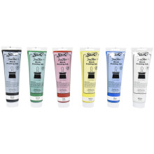 Sax-Blockdrucktinten f  r Schule und Kunst und Handwerk, fluoreszierende Farben, 140 ml Tuben, 6er-Set