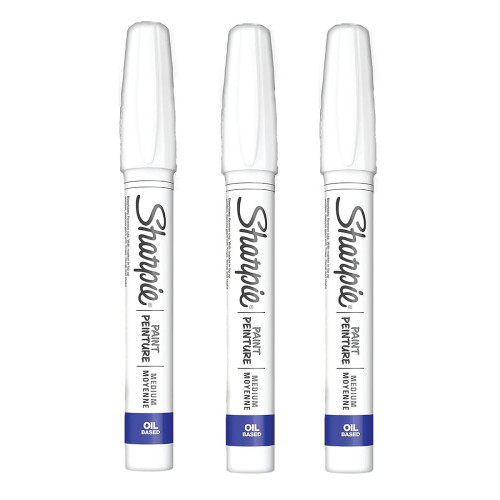 Sharpie Sharpie, Μεσαίο Σημείο, Λευκό Μελάνι, Πακέτο 3 Μαρκαδόρων