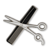 MD Barber Shear & Comb Lapel Pin