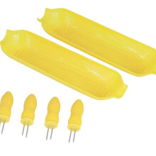 Chef Craft Select Plastic Corn Cob retter med indehavere 8,5 tommer 2 retter 4 majs cobholdere gule