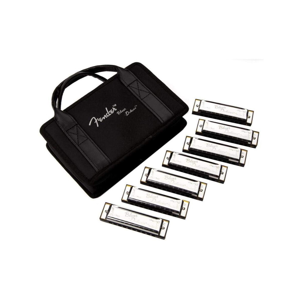 Fender Blues Deluxe Harmonica Pack Of 7 With Case (Keys C G A D F