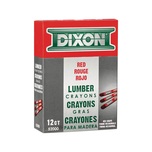 DIXON Βιομηχανικά Μολύβια Σημάνσεως Ξυλείας, 4.5" x 1/2" Εξαγωνικά, Κόκκινα, 12-Πακέτο (52000) 2