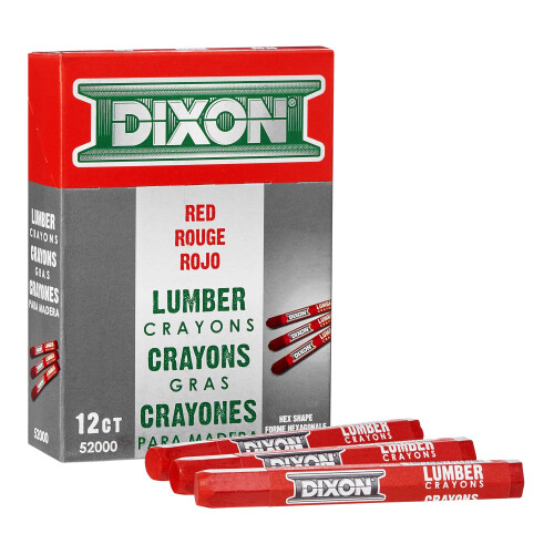 DIXON Βιομηχανικά Μολύβια Σημάνσεως Ξυλείας, 4.5" x 1/2" Εξαγωνικά, Κόκκινα, 12-Πακέτο (52000)