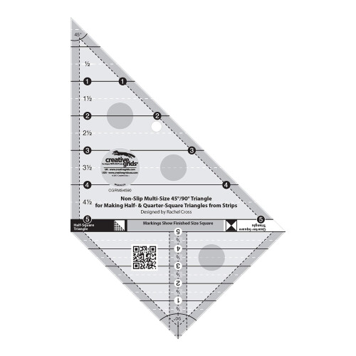 Creative Grids Multi Size Triangle 45 og 90 grader quilt lineal - CGRMS4590