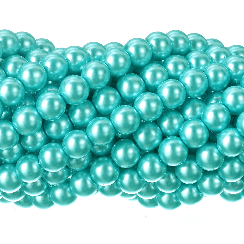 RUBYCA 200 stuks Tsjechische kleine satijnen glans glazen parel ronde kralen DIY sieraden maken 12mm aquamarijnblauw