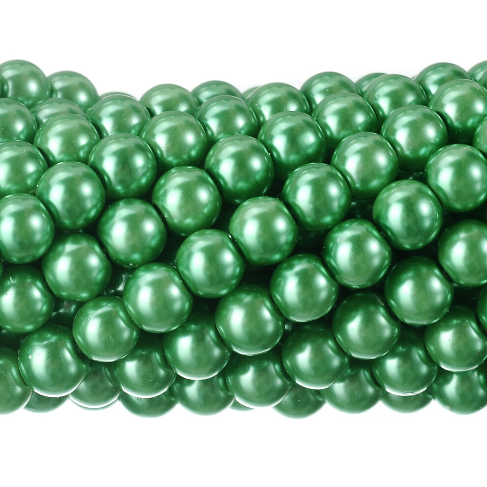 RUBYCA 200 stuks Tsjechische kleine satijnen glanzende glazen parel ronde kralen kralen sieraden maken 4mm groen