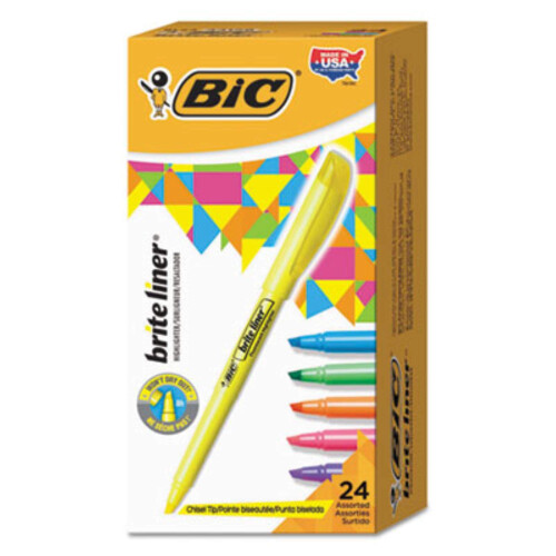 BIC BIC BL241AST Brite Liner Highlighter  Chisel Tip  Assorted Colors  24/Set 2